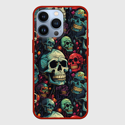 Чехол iPhone 13 Pro Милый skull / 3D-Красный – фото 1