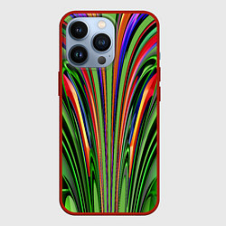 Чехол для iPhone 13 Pro Зеленые прожилки, цвет: 3D-красный