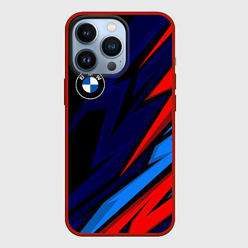 Чехол iPhone 13 Pro BMW - m colors and black / 3D-Красный – фото 1