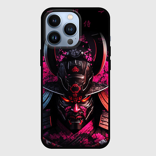 Чехол iPhone 13 Pro Японский самурай в сакуре / 3D-Черный – фото 1