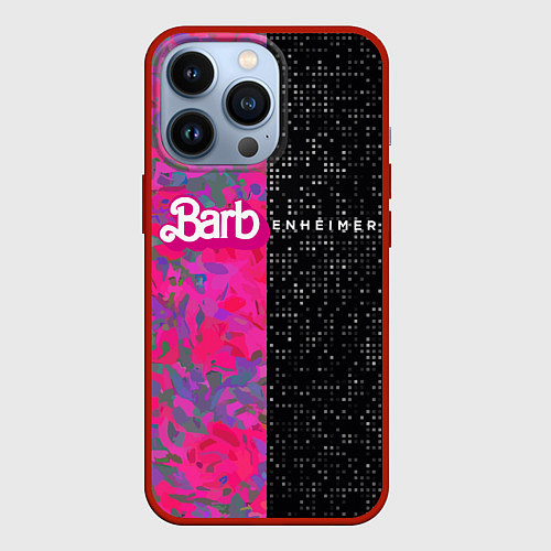 Чехол iPhone 13 Pro Barbenheimer - meme / 3D-Красный – фото 1