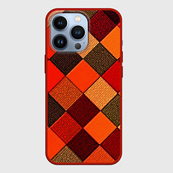 Чехол iPhone 13 Pro Шахматка красно-коричневая