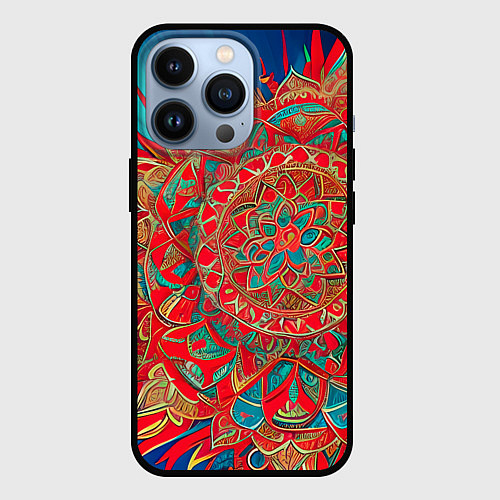 Чехол iPhone 13 Pro Узор подсолнух / 3D-Черный – фото 1