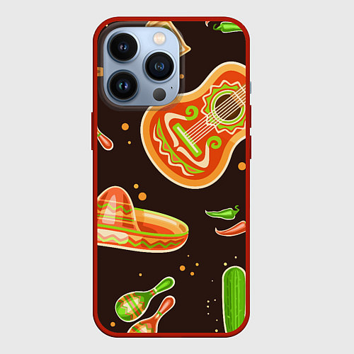 Чехол iPhone 13 Pro Мексиканское веселье / 3D-Красный – фото 1
