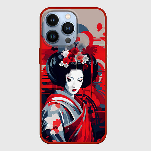 Чехол iPhone 13 Pro Geisha vector style / 3D-Красный – фото 1