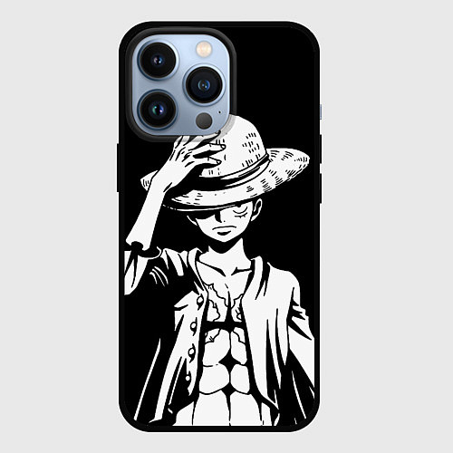 Чехол iPhone 13 Pro Ван пис - Луффи снимает шляпу / 3D-Черный – фото 1