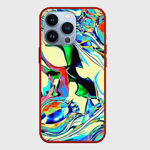 Чехол iPhone 13 Pro Яркие абстрактные разводы / 3D-Красный – фото 1