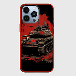 Чехол для iPhone 13 Pro Танк т54 красный фон, цвет: 3D-красный