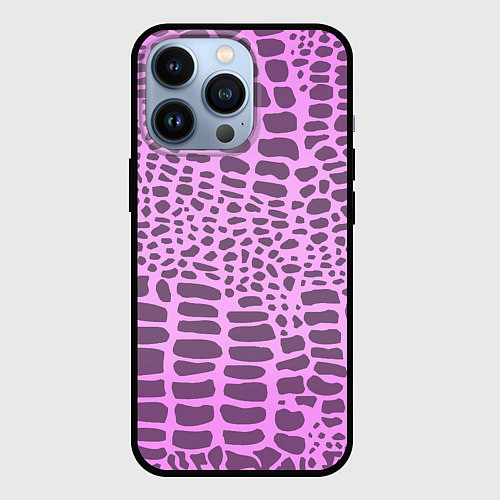 Чехол iPhone 13 Pro Розовая рептилия / 3D-Черный – фото 1