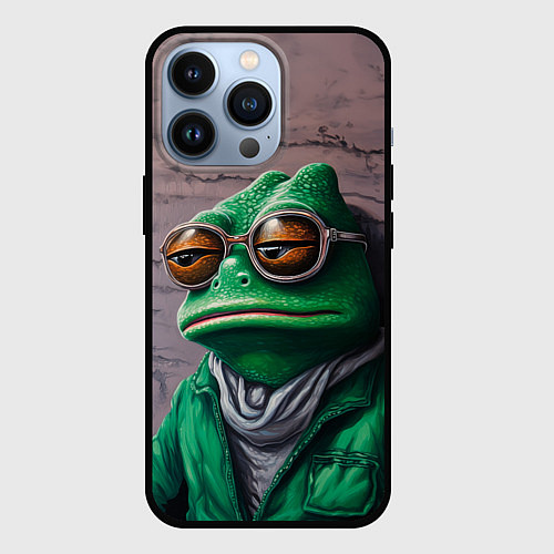 Чехол iPhone 13 Pro Уставшная лягушка Пепе / 3D-Черный – фото 1