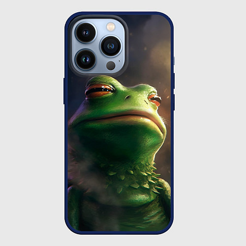Чехол iPhone 13 Pro Подозрительная Пепе / 3D-Тёмно-синий – фото 1