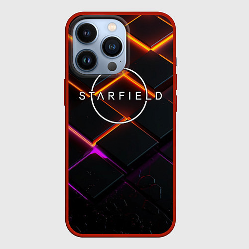 Чехол iPhone 13 Pro Starfield logo orange abstract / 3D-Красный – фото 1