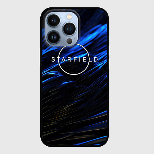 Чехол iPhone 13 Pro Starfield logo blue background / 3D-Черный – фото 1