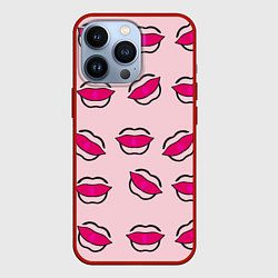 Чехол для iPhone 13 Pro Силуэт губы, цвет: 3D-красный