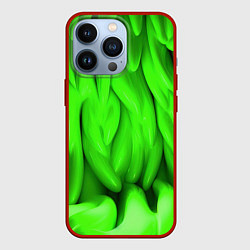 Чехол для iPhone 13 Pro Зеленая абстрактная текстура, цвет: 3D-красный