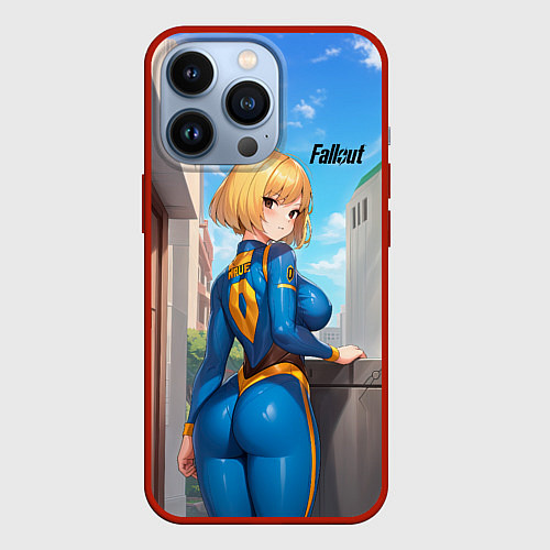 Чехол iPhone 13 Pro Fallout game girl / 3D-Красный – фото 1