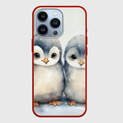 Чехол iPhone 13 Pro Милые пингвины акварель