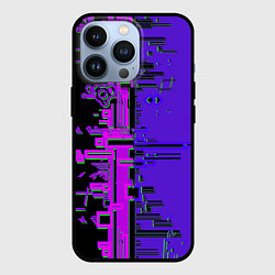 Чехол iPhone 13 Pro Кибер-глитч фиолетовый