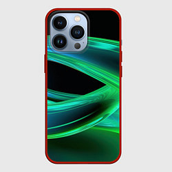 Чехол для iPhone 13 Pro Green lines abstract, цвет: 3D-красный