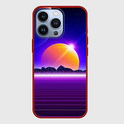 Чехол для iPhone 13 Pro Mountains - sun - space - vaporwave, цвет: 3D-красный