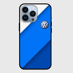 Чехол для iPhone 13 Pro Volkswagen - голубые линии, цвет: 3D-черный