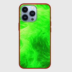 Чехол для iPhone 13 Pro Яркий зеленый фон, цвет: 3D-красный