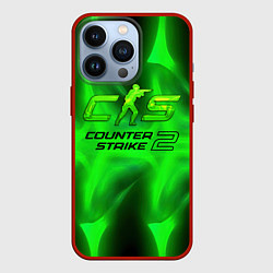 Чехол для iPhone 13 Pro Counter strike 2 green logo, цвет: 3D-красный