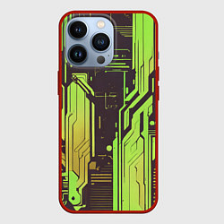 Чехол iPhone 13 Pro Кибер схемы кислотно-зелёные