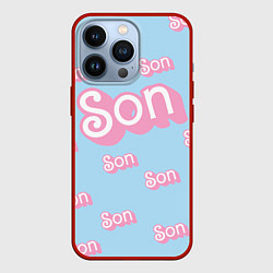 Чехол iPhone 13 Pro Сын - в стиле Барби: паттерн голубой