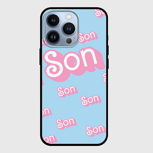 Чехол iPhone 13 Pro Сын - в стиле Барби: паттерн голубой / 3D-Черный – фото 1