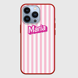 Чехол для iPhone 13 Pro Имя Мария в стиле Барби: розовая полоска, цвет: 3D-красный