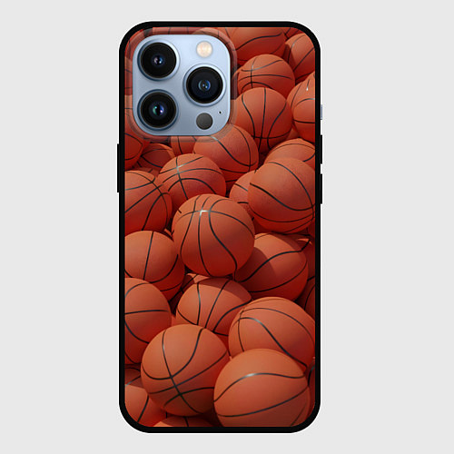 Чехол iPhone 13 Pro Узор с баскетбольными мячами / 3D-Черный – фото 1