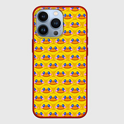 Чехол для iPhone 13 Pro Утята паттерн, цвет: 3D-красный