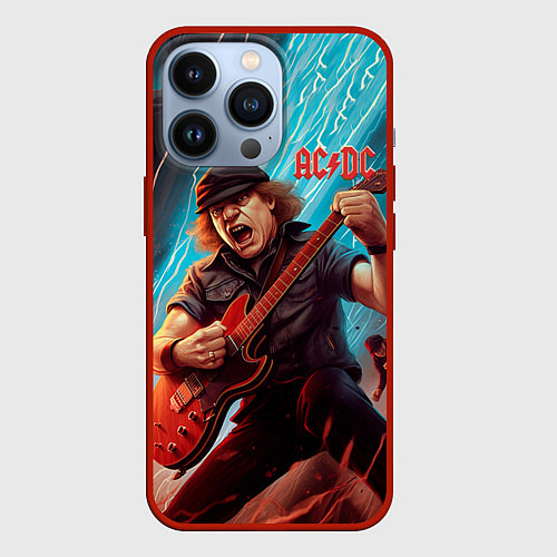 Чехол iPhone 13 Pro ACDC rock music / 3D-Красный – фото 1