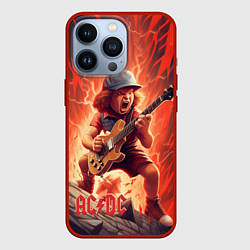 Чехол для iPhone 13 Pro ACDC fire rock, цвет: 3D-красный