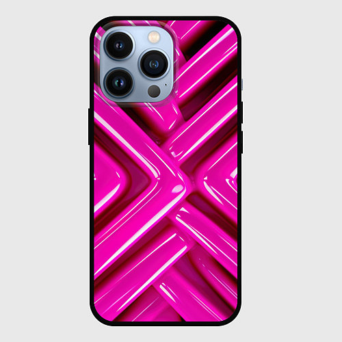 Чехол iPhone 13 Pro Розовые абстрактные трубочки / 3D-Черный – фото 1