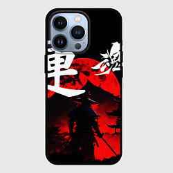 Чехол iPhone 13 Pro Японский самурай и красная луна