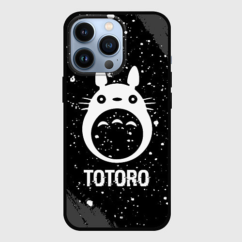 Чехол iPhone 13 Pro Totoro glitch на темном фоне / 3D-Черный – фото 1