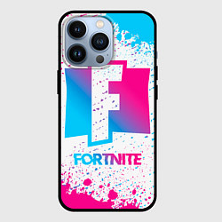 Чехол для iPhone 13 Pro Fortnite neon gradient style, цвет: 3D-черный