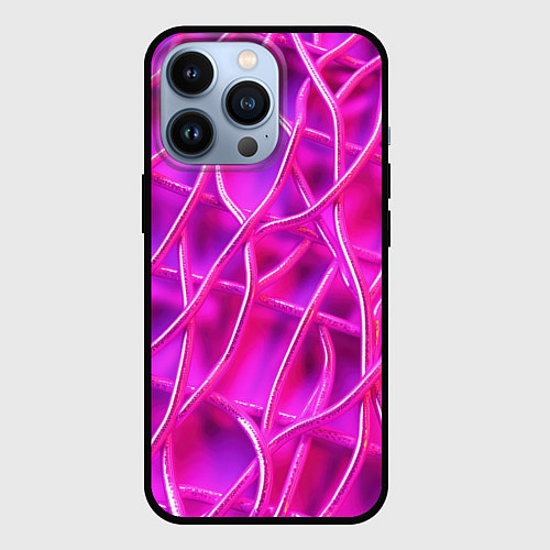 Чехол iPhone 13 Pro Розовые абстрактные трубочки / 3D-Черный – фото 1