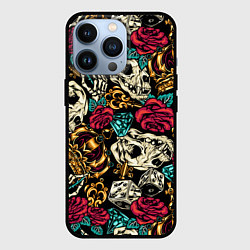 Чехол для iPhone 13 Pro A pattern for a hipster, цвет: 3D-черный