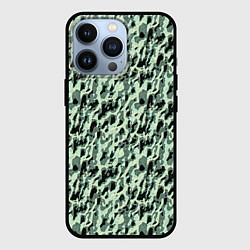 Чехол для iPhone 13 Pro Пятнистый паттерн приглушенный зелёный, цвет: 3D-черный