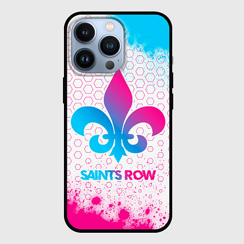 Чехол iPhone 13 Pro Saints Row neon gradient style / 3D-Черный – фото 1