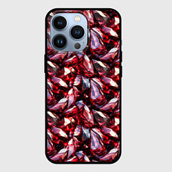 Чехол для iPhone 13 Pro Рубиновый паттерн, цвет: 3D-черный