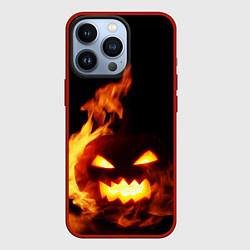 Чехол для iPhone 13 Pro Тыква в огне, цвет: 3D-красный