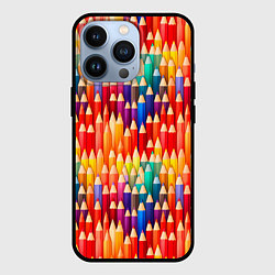 Чехол для iPhone 13 Pro Цветные карандаши, цвет: 3D-черный