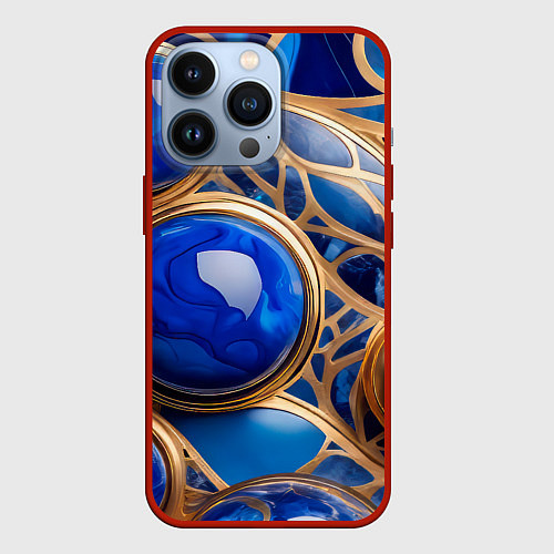 Чехол iPhone 13 Pro Лазуритовый флюид / 3D-Красный – фото 1