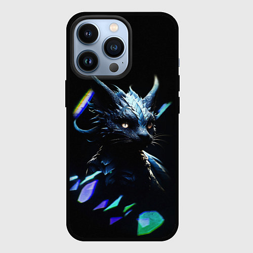 Чехол iPhone 13 Pro Кот дракон / 3D-Черный – фото 1