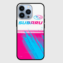 Чехол iPhone 13 Pro Subaru neon gradient style: символ сверху