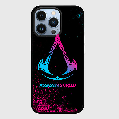 Чехол iPhone 13 Pro Assassins Creed - neon gradient / 3D-Черный – фото 1